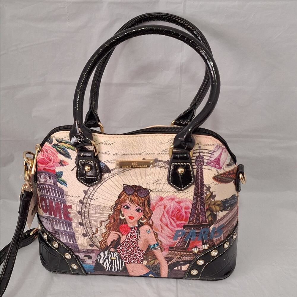 Noble Exchange Paris & Rome Themed Graphic Satchel